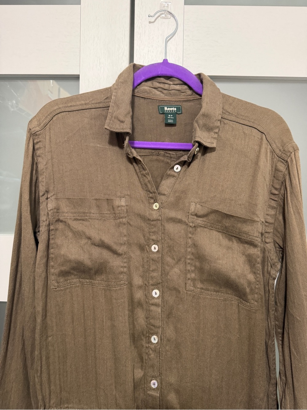 Roots Utility Linen Blend Long Sleeve Jumpsuit Olive - Picture 4 of 14